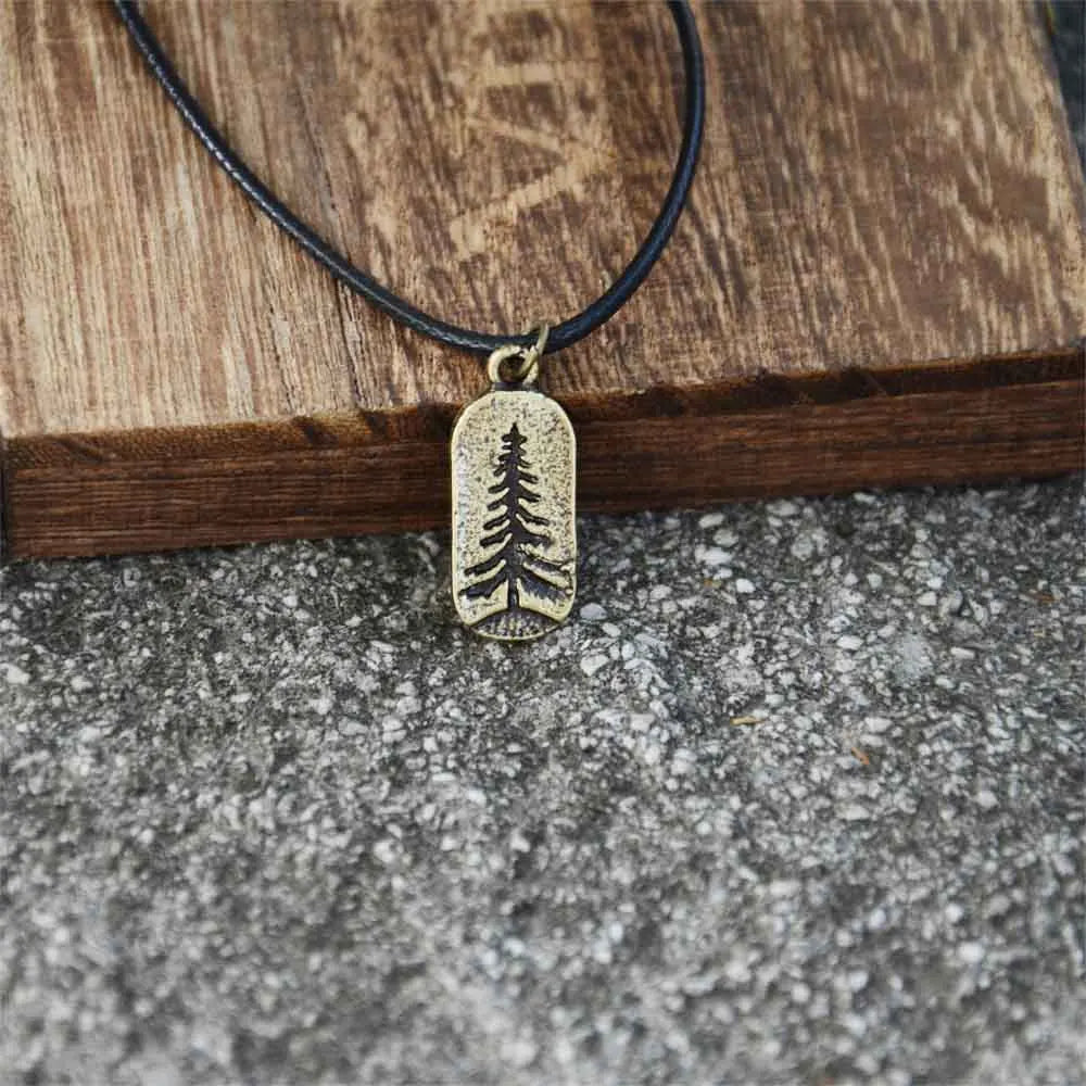 Necklace with Gold Pine Tree Pendant