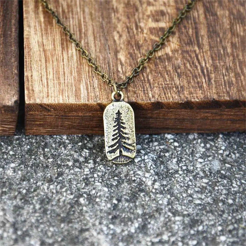 Necklace with Gold Pine Tree Pendant