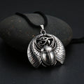 Necklace with Egyptian Scarab and Eye of Horus Pendant in Silver