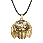 Necklace with Egyptian Scarab and Eye of Horus Pendant in Gold