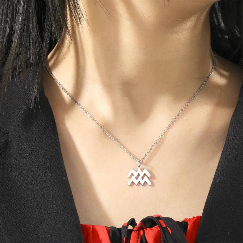 Gold Zodiac Sign Pendant Necklace
