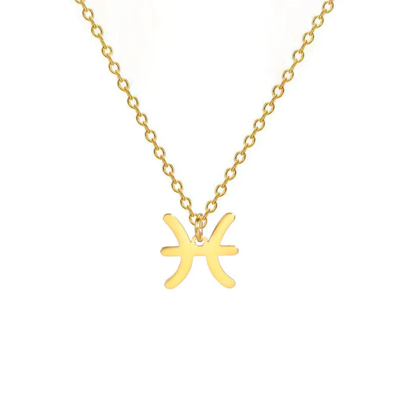 Gold Zodiac Sign Pendant Necklace