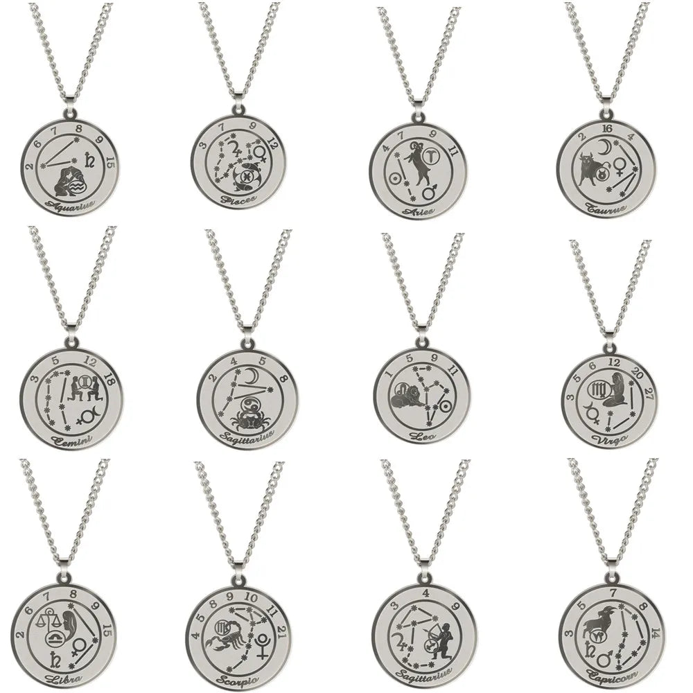 Zodiac Astrological Sign Pendant Necklace for Men or Women