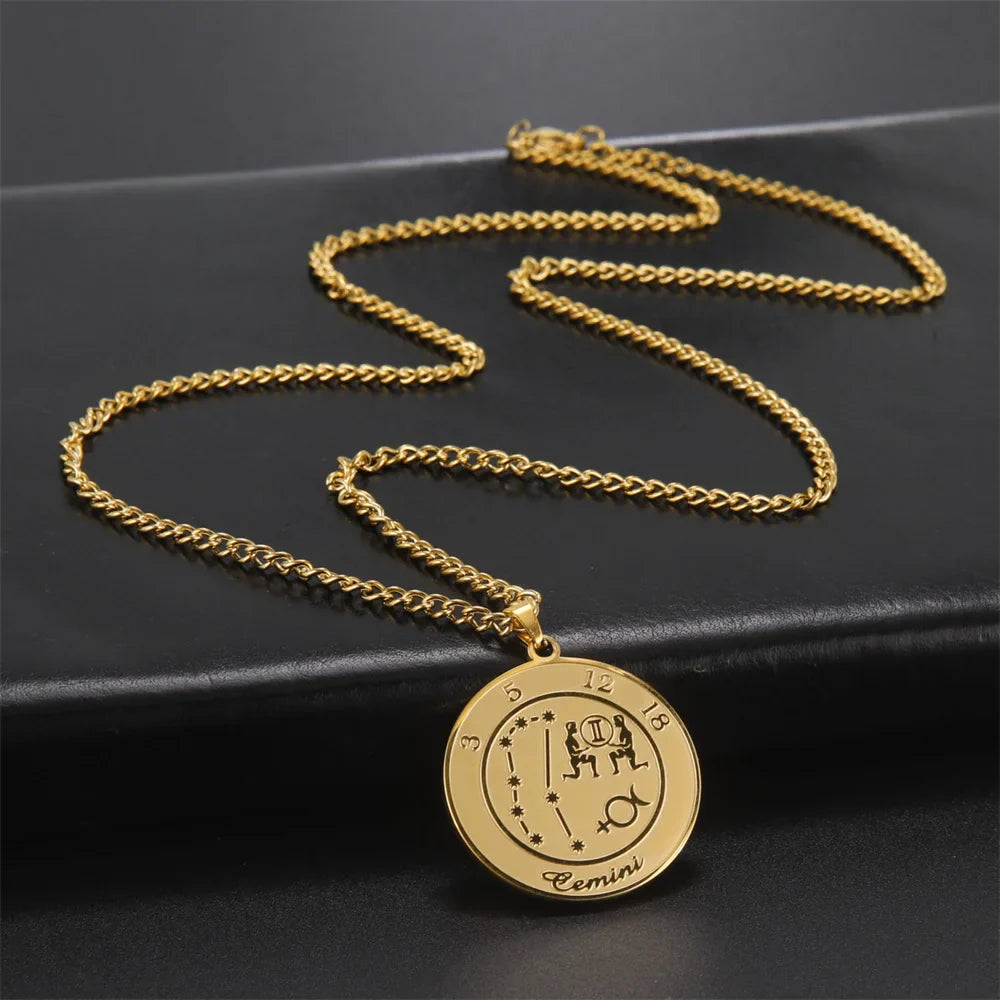 Zodiac Astrological Sign Pendant Necklace for Men or Women