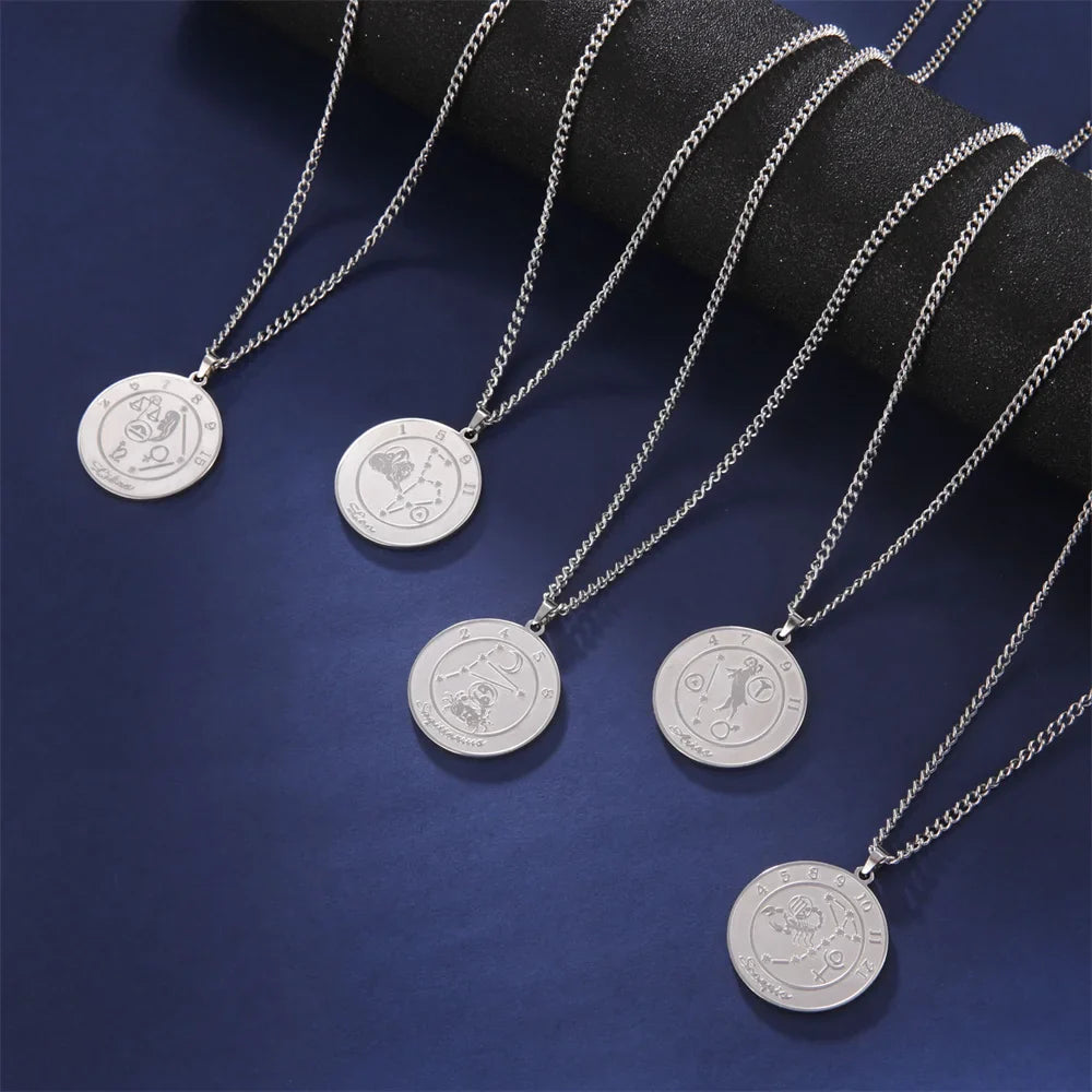 Zodiac Astrological Sign Pendant Necklace for Men or Women