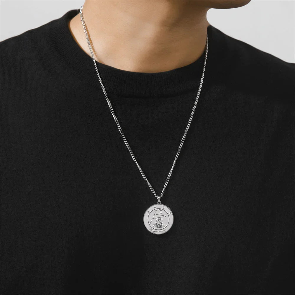 Zodiac Astrological Sign Pendant Necklace for Men or Women