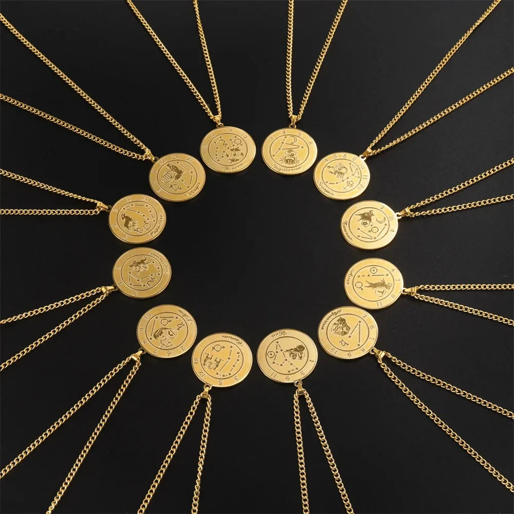 Zodiac Astrological Sign Pendant Necklace for Men or Women