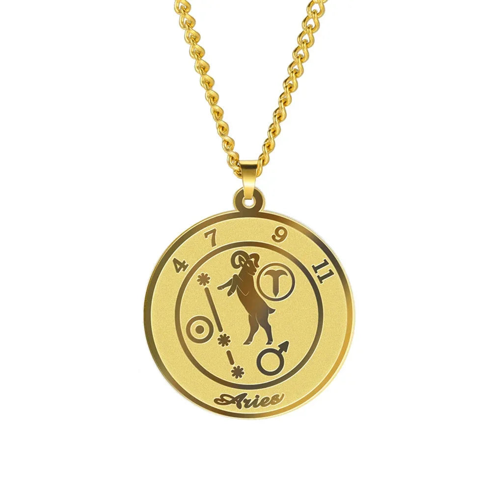 Zodiac Astrological Sign Pendant Necklace for Men or Women