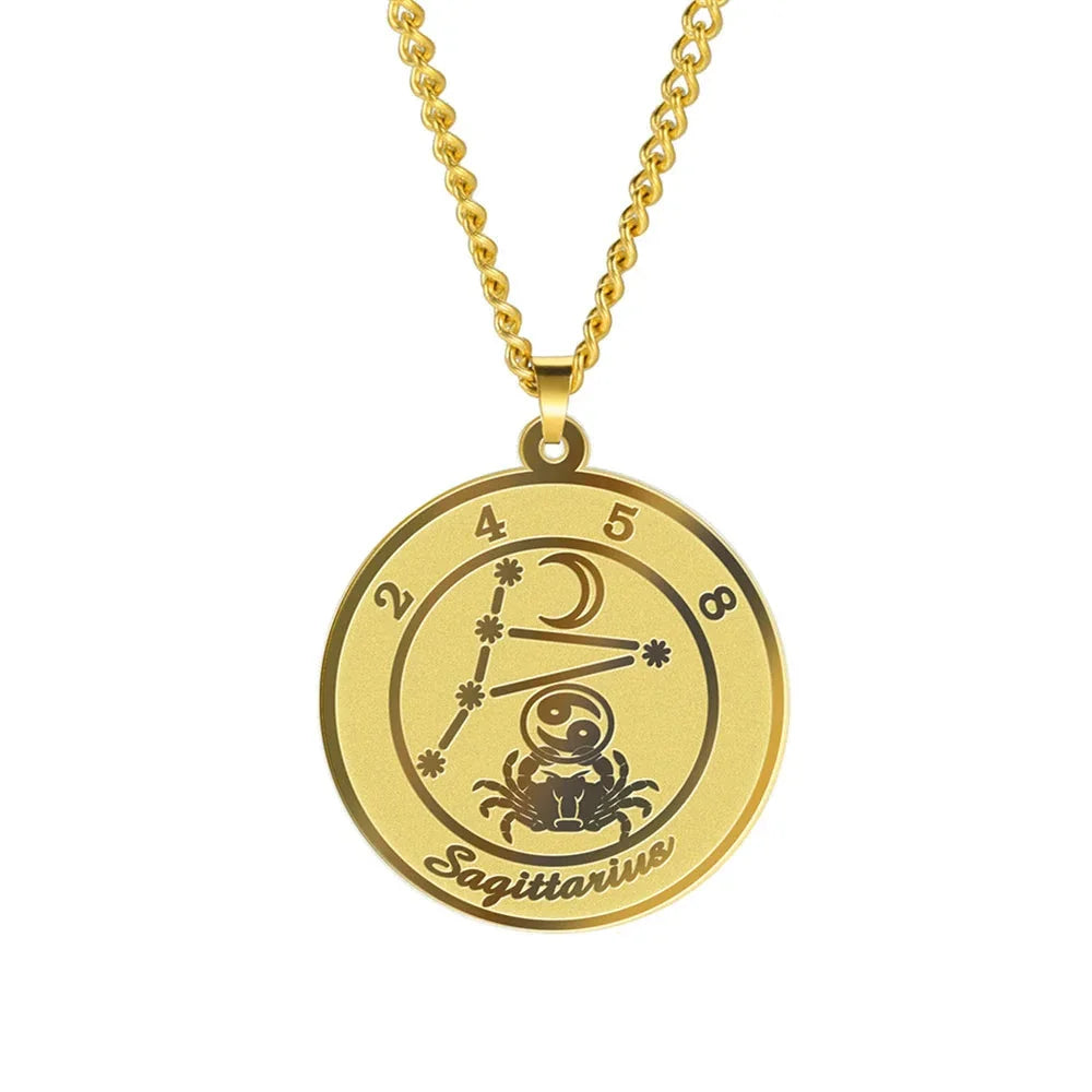Zodiac Astrological Sign Pendant Necklace for Men or Women