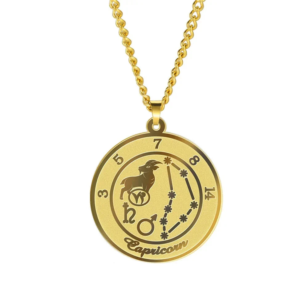 Zodiac Astrological Sign Pendant Necklace for Men or Women