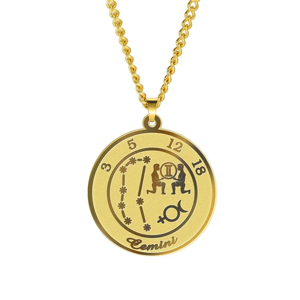 Zodiac Astrological Sign Pendant Necklace for Men or Women