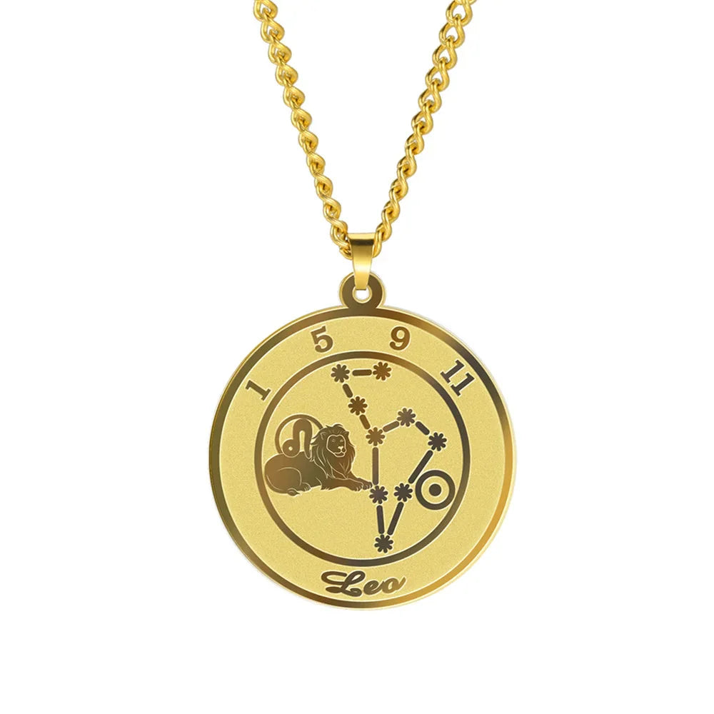 Zodiac Astrological Sign Pendant Necklace for Men or Women