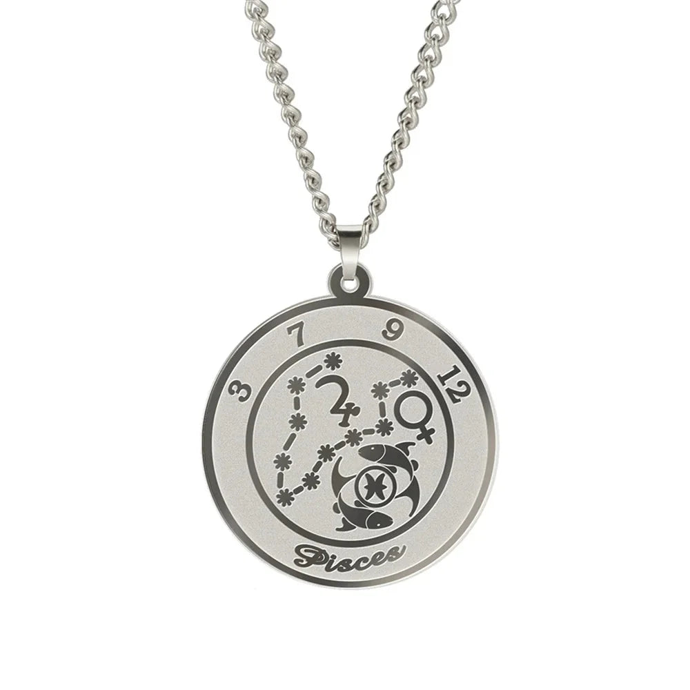 Zodiac Astrological Sign Pendant Necklace for Men or Women