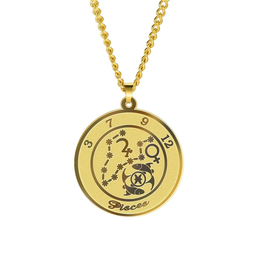 Zodiac Astrological Sign Pendant Necklace for Men or Women