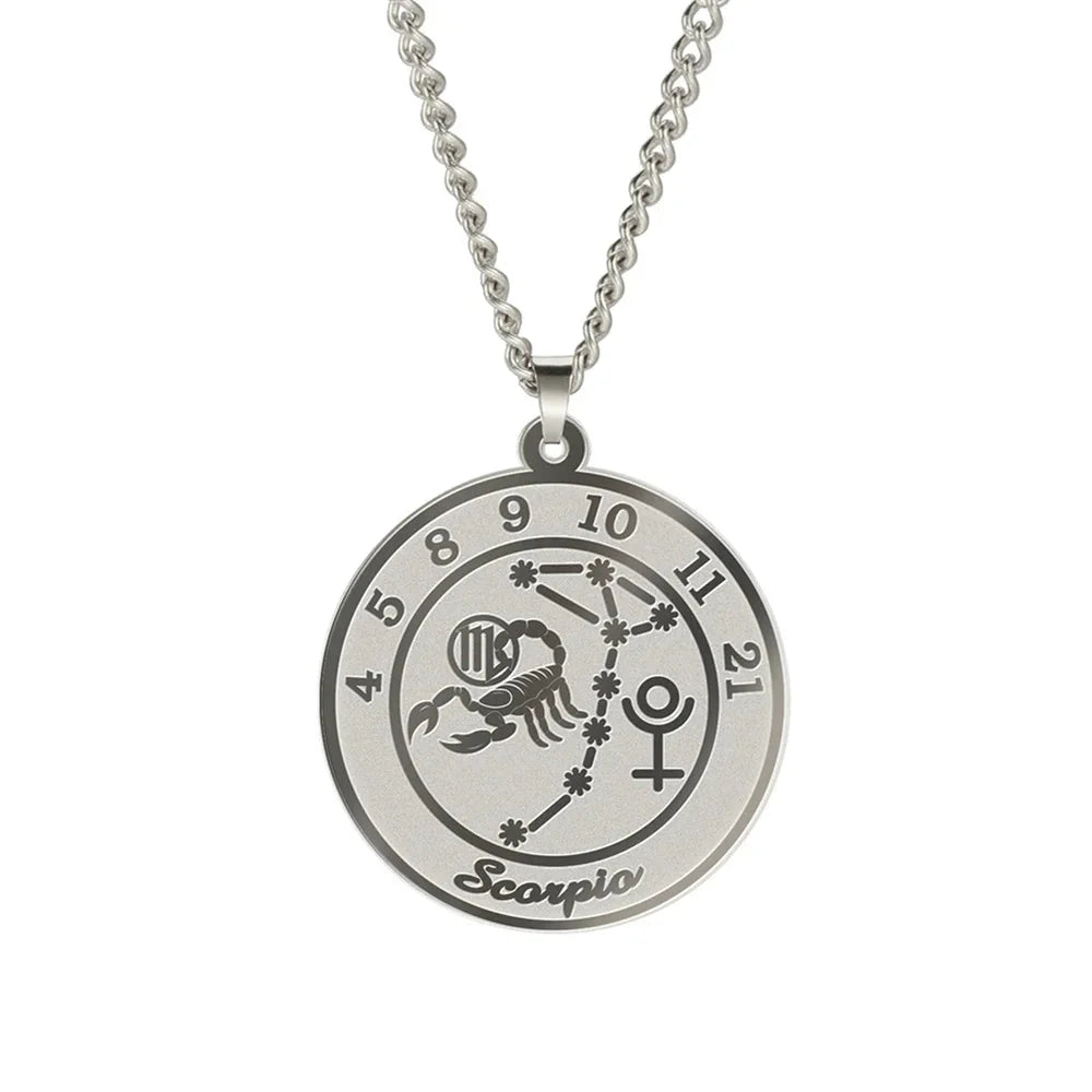 Zodiac Astrological Sign Pendant Necklace for Men or Women