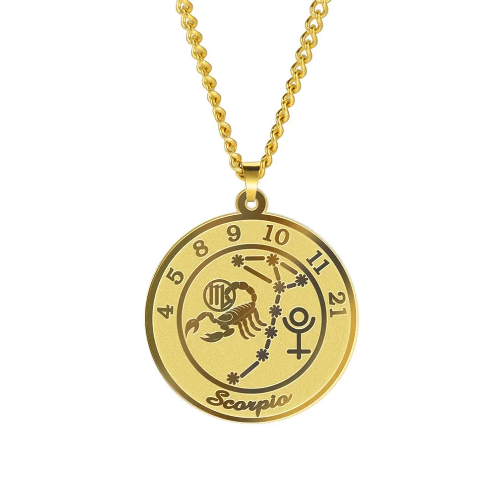 Zodiac Astrological Sign Pendant Necklace for Men or Women