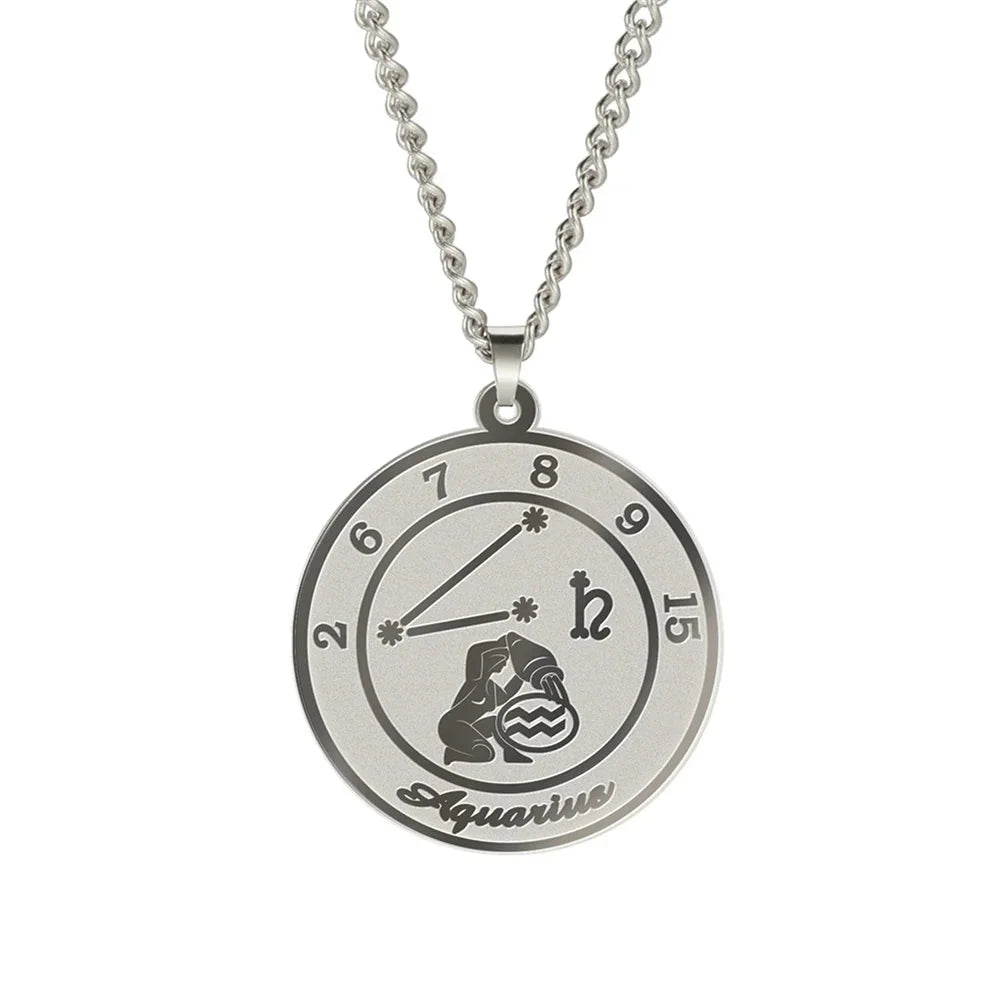 Zodiac Astrological Sign Pendant Necklace for Men or Women
