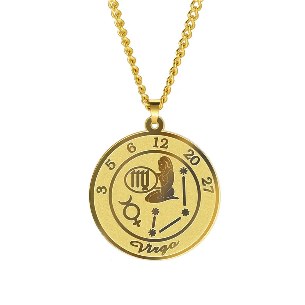 Zodiac Astrological Sign Pendant Necklace for Men or Women
