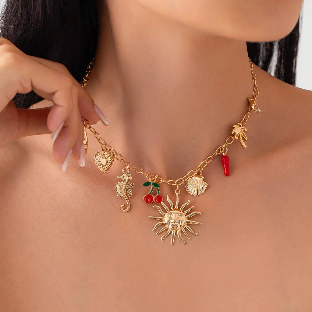 Necklace with Sun and Shells Pendant 1