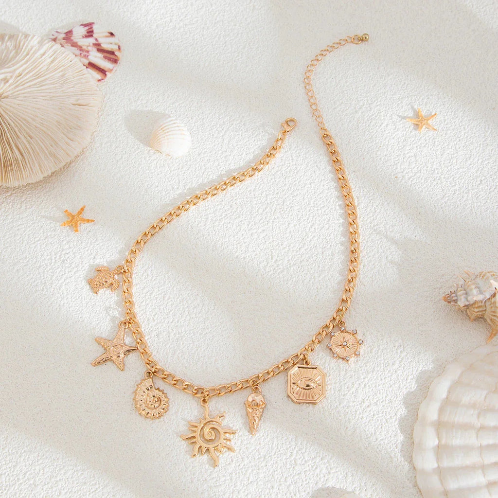 Necklace with Sun and Shells Pendant 2