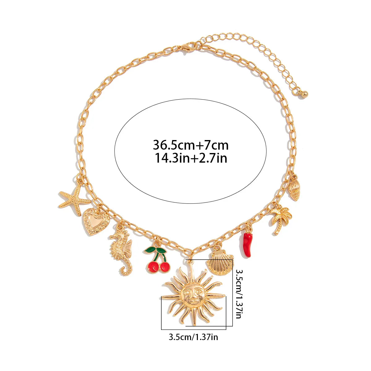 Necklace with Sun and Shells Pendant