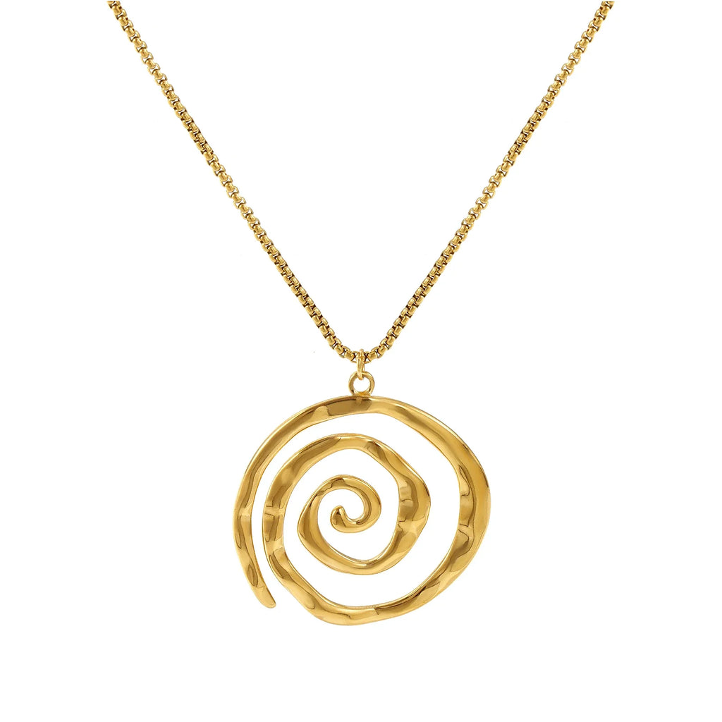 Gold spiral pendant necklace