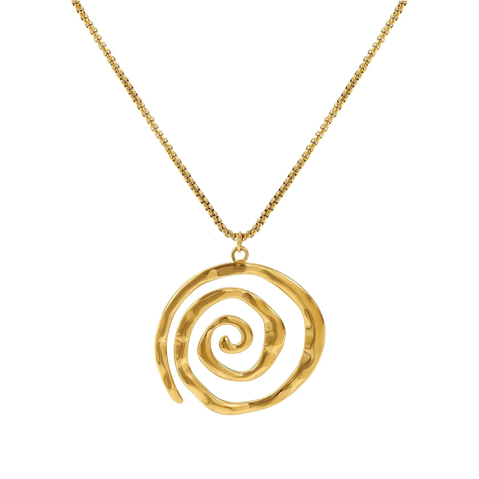Gold spiral pendant necklace
