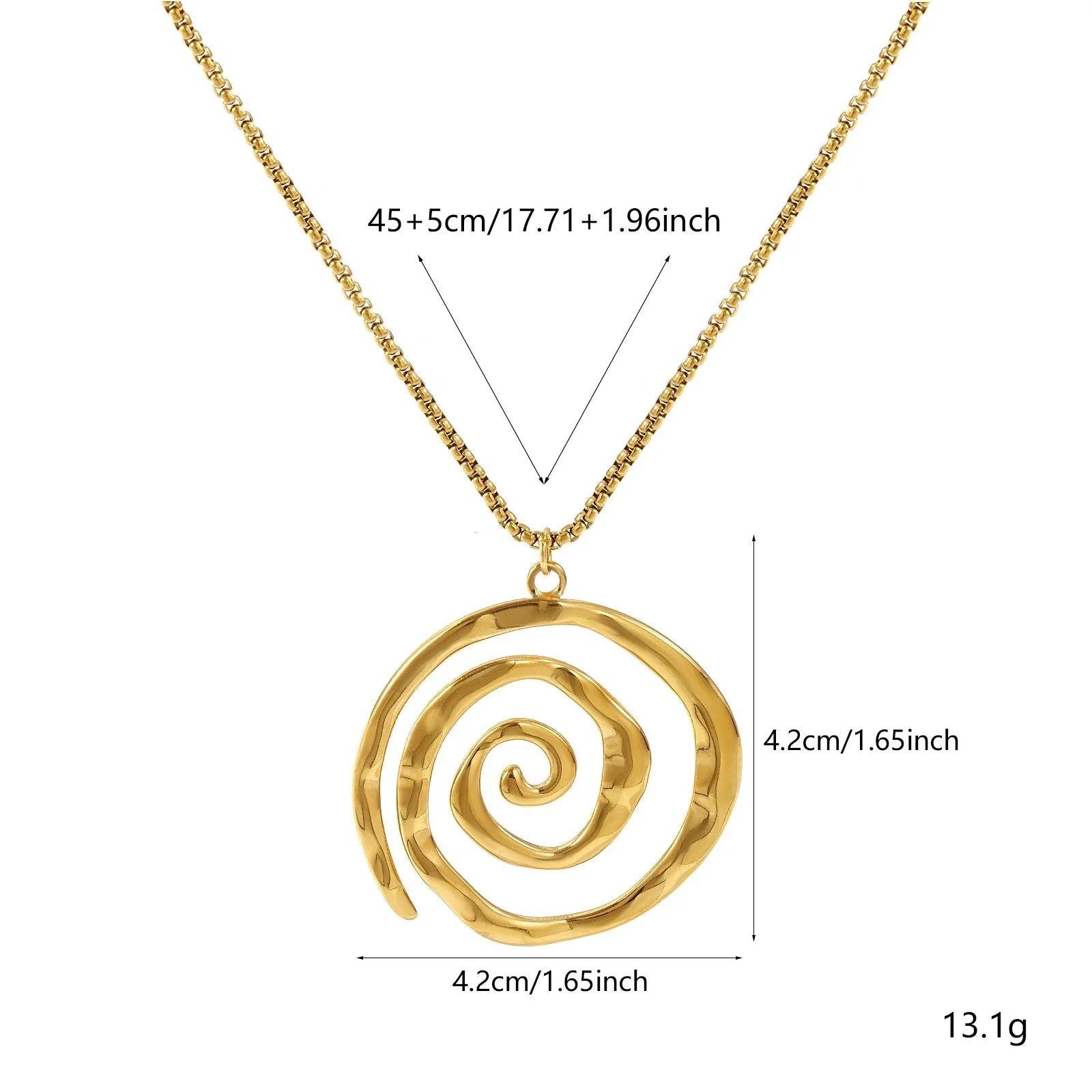 Gold spiral pendant necklace