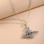 Necklace with Rhinestone Skull Pendant
