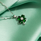 Necklace with Colorful 4-Leaf Clover Pendant silver and green