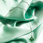 Necklace with Colorful 4-Leaf Clover Pendant silver and green