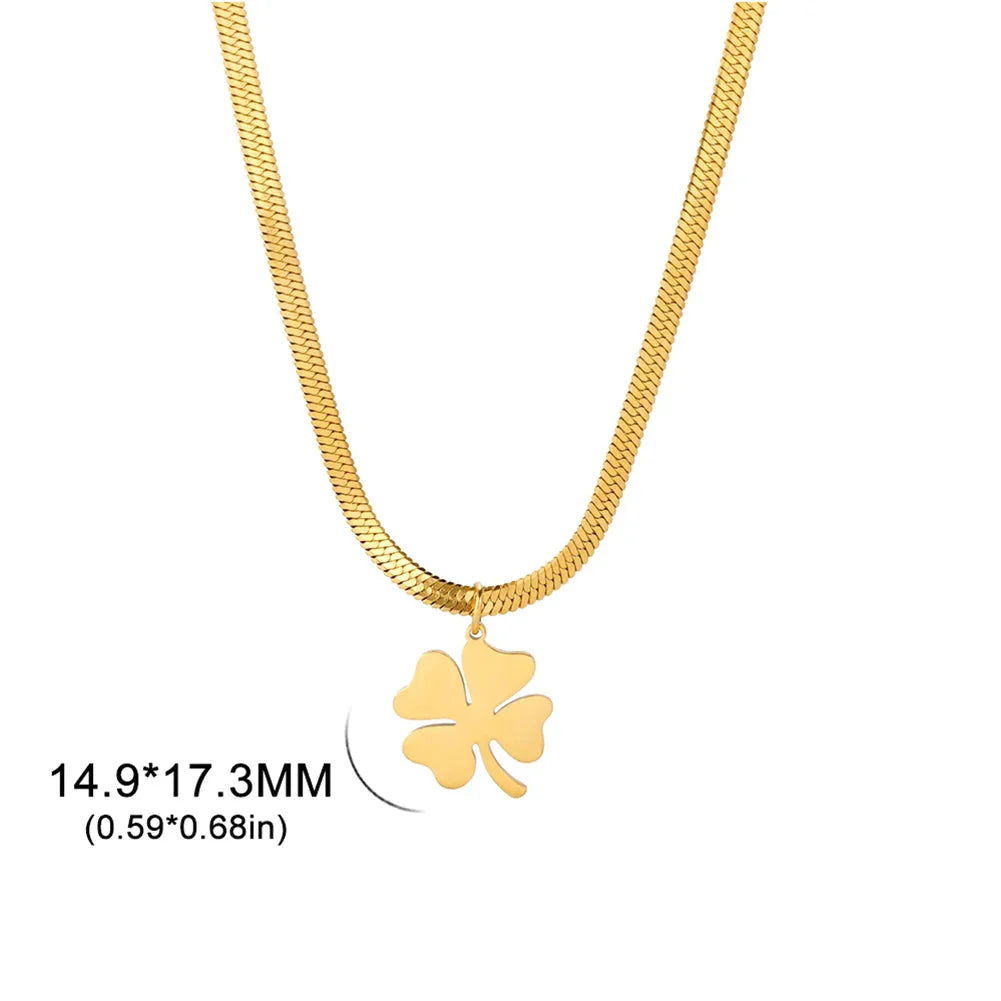 Four-Leaf Clover Good Luck Pendant Necklace