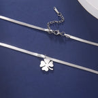 Four-Leaf Clover Good Luck Pendant Necklace silver