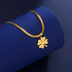Four-Leaf Clover Good Luck Pendant Necklace gold