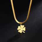 Four-Leaf Clover Good Luck Pendant Necklace gold