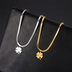 Four-Leaf Clover Good Luck Pendant Necklace silver