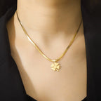 Four-Leaf Clover Good Luck Pendant Necklace gold