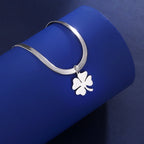 Four-Leaf Clover Good Luck Pendant Necklace silver