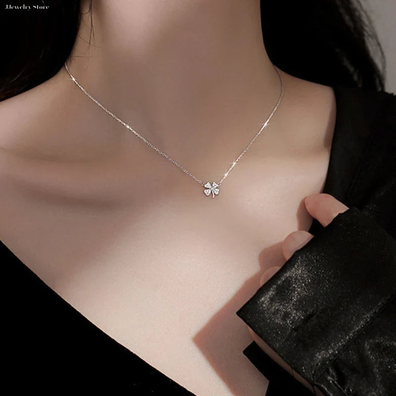 Lucky Four-Leaf Clover Pendant Necklace for Women