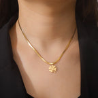 Four-Leaf Clover Good Luck Pendant Necklace gold
