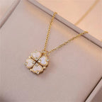 Choker Necklace with Lucky Four-Leaf Clover Pendant gold