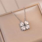Choker Necklace with Lucky Four-Leaf Clover Pendant silver