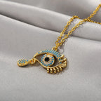 Necklace with Pendant Blue Turkish Evil Eye Zircon Crying Gold