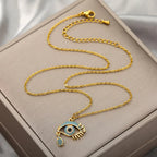 Necklace with Pendant Blue Turkish Evil Eye Zircon Crying Gold