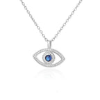 Silver Turkish Blue Evil Eye Zircon Pendant Necklace