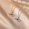 Silver Turkish Blue Evil Eye Zircon Pendant Necklace