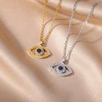 Silver Turkish Blue Evil Eye Zircon Pendant Necklace