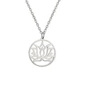 Buddhist Lotus Flower Necklace Silver