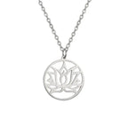Buddhist Lotus Flower Necklace Silver