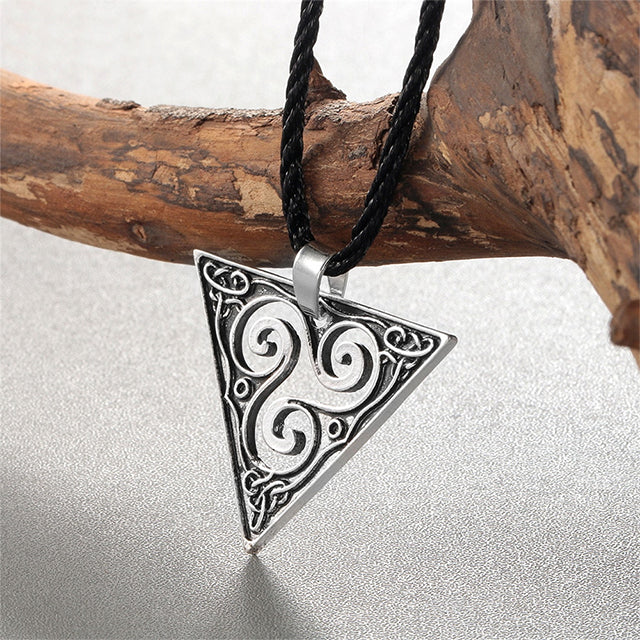 Celtic Triskel Necklace (Silver or Gold-Plated) antique silver